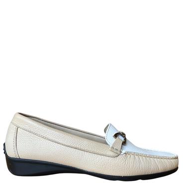 PIERO MASETTI WOMENS MOCCASIN LOAFER - BEIGE WHITE